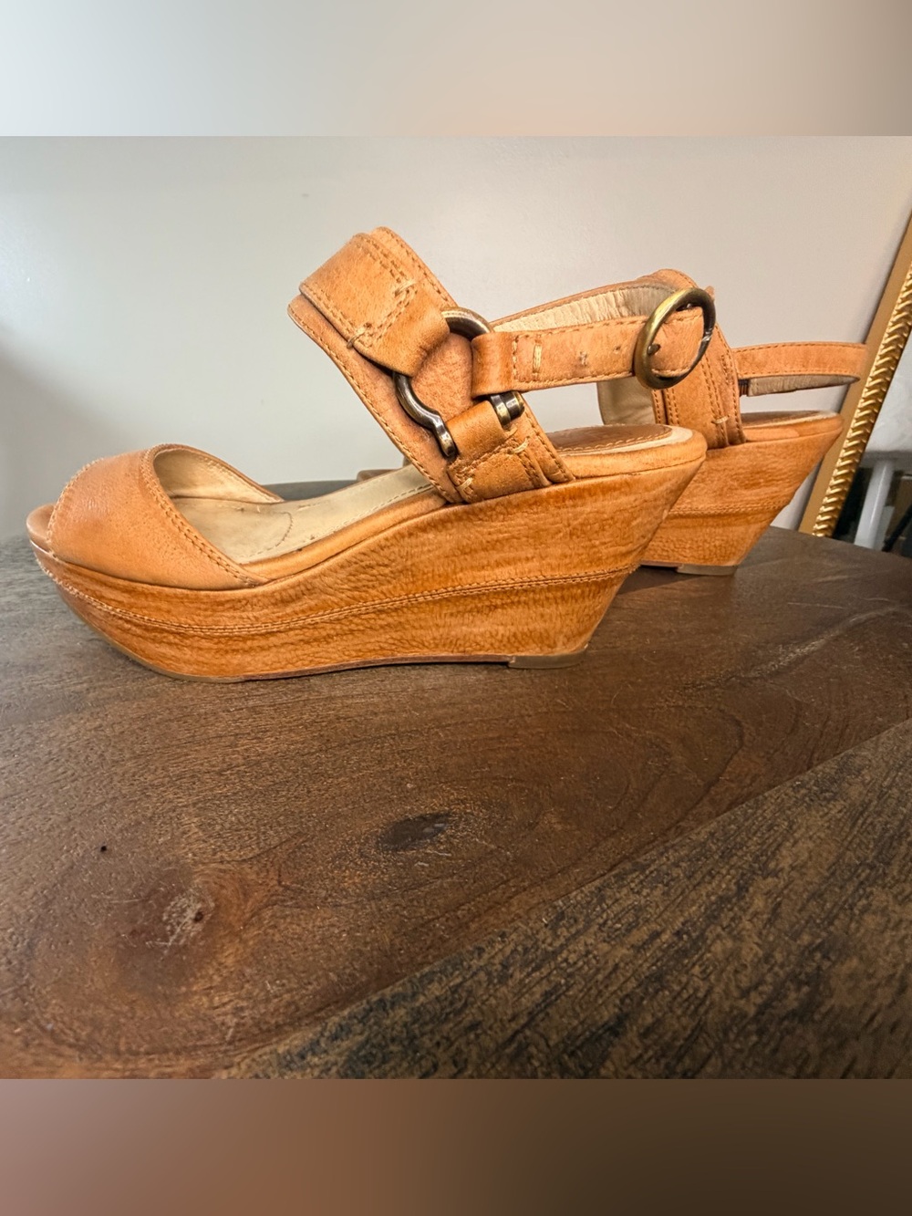 Frye Carlie Sling Wedge Sandels Size 6.5